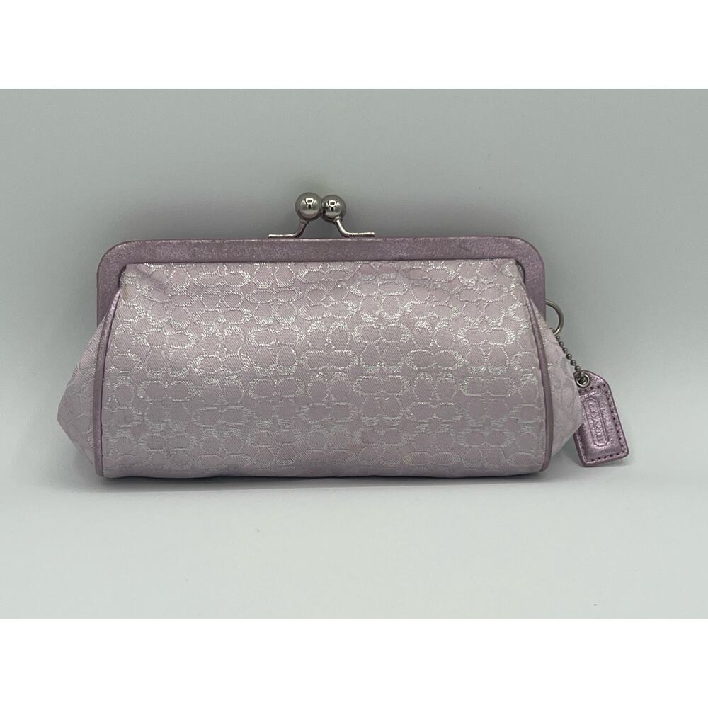 Coach purple clutch with kiss clock and hang tag